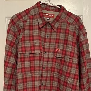 Simms Red and Gray Plaid Shirt
